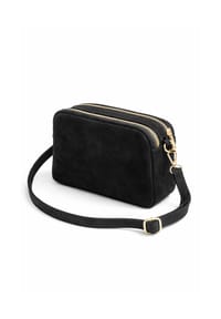 collezione alessandro® - Umhängetasche Romano aus Wildleder, Made in Italy - schwarz