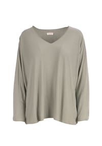 Seasons of April - Langarmshirt Maya Damen Shirt mit V-Ausschnitt, Langärmelig - Beige