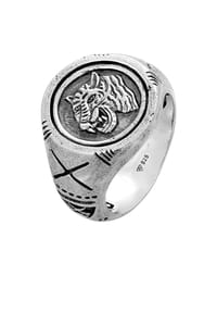 HAZE & GLORY - Ring Siegelring - Tiger 925 Silber - Silber