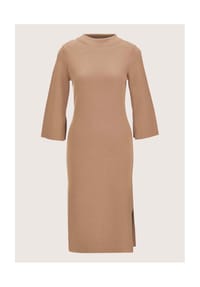 MADELEINE - Halbarm Kaschmir-Strickkleid in Midilänge - caramel