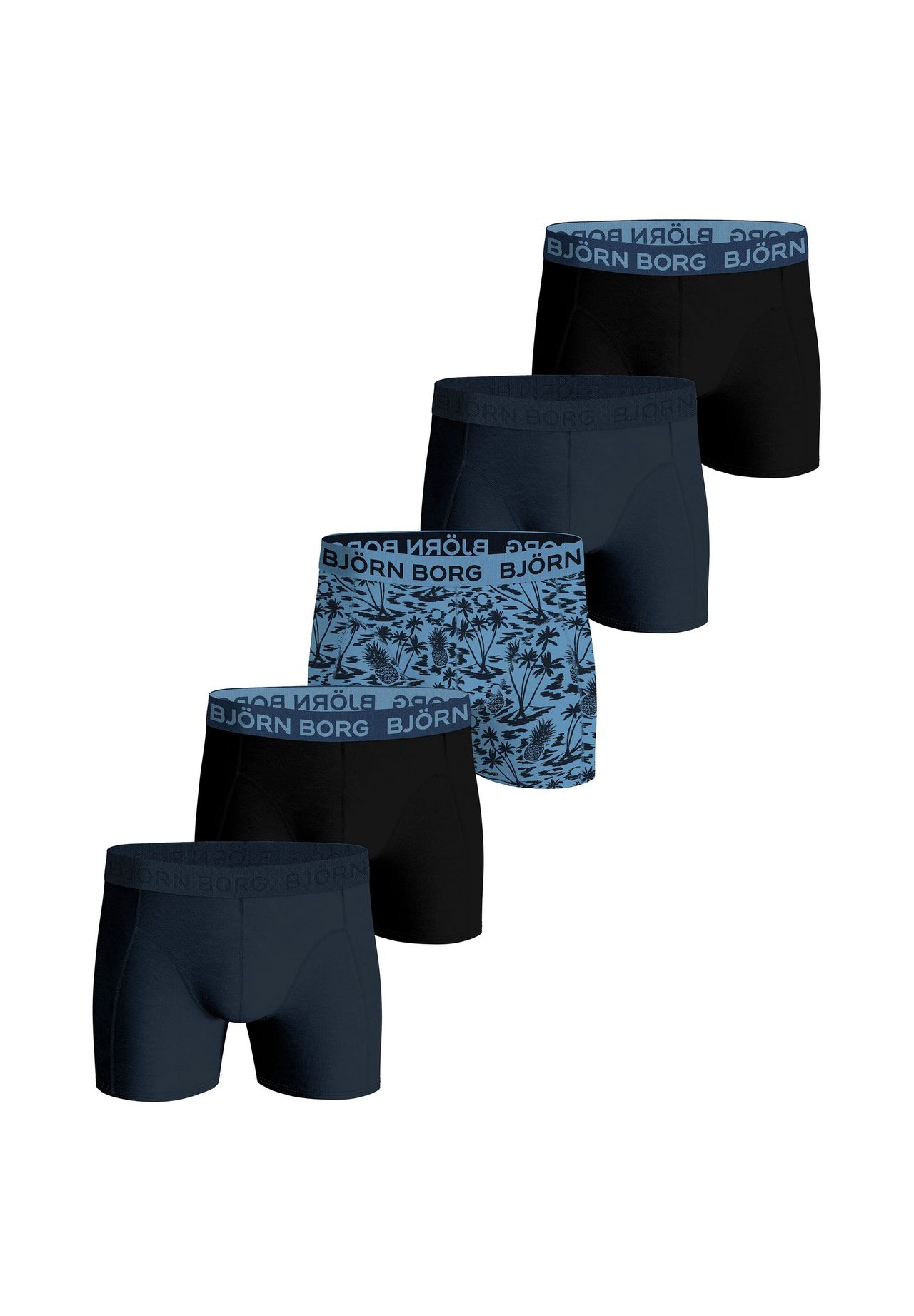 BJORN BORG Herren Boxershorts 5er Pack Cotton Stretch Boxer Unterhose Baumwolle Logobund GALERIA