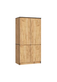 Akord - Kleiderschrank S90 mit 4 Türen und 4 Einlegeböden - artisan-eiche
