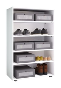 VCM. - Holz-Schuhschrank | Maße: H. 110 x B. 70 x T. 37 cm | Allzweckschrank | 5 Fächer | ohne Türen– Lona - Buche