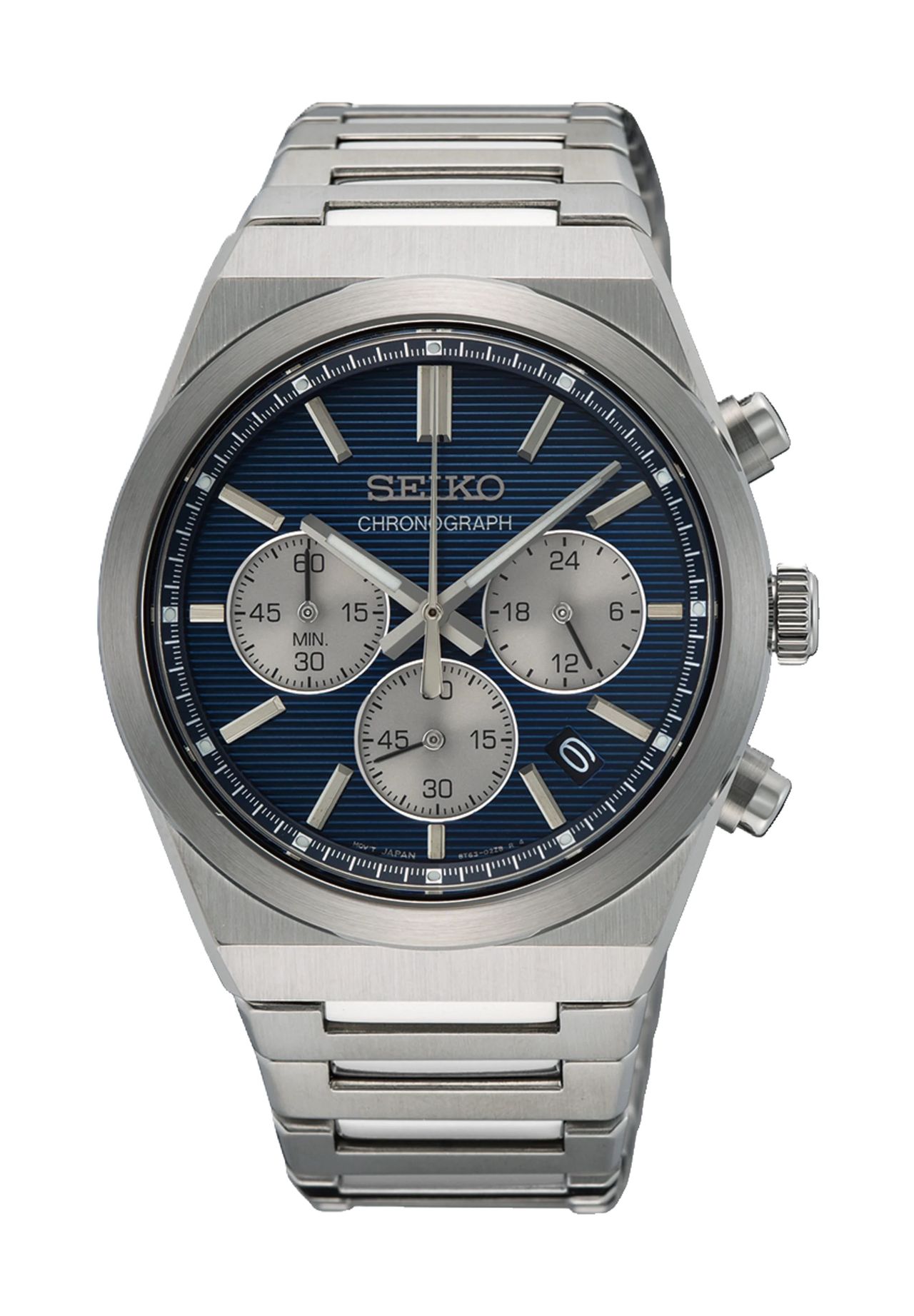 Seiko Chronograph SSB453P1 Herren Quarz Uhr Edelstahlband 40 mm Grau Blau - Bild 6