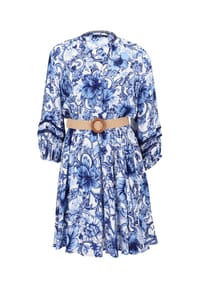 zero - Blusenkleid, Bindegürtel, für Damen - 1881 WEISS/BLAU