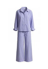 POLO RALPH LAUREN - Pyjama Long Sleeve PJ Set - Scallop Seersucker - amparo blue
