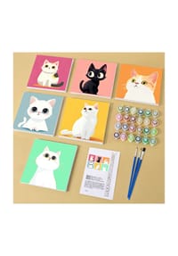ARTNANAS - ARTNANAS Mini Malen nach Zahlen 6er Set-"Miau Minimal"ohne Rahmen in 15*15CM - 