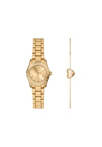 MICHAEL KORS LEXINGTON - Michael Kors Damenuhr Lexington Three-Hand aus goldfarbenem Edelstahl und Schmuckset, MK4992SET - Gold
