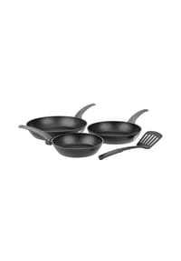GRÄWE® - Aluminium-Pfannenset 3-tlg., inkl. Pfannenwender - schwarz