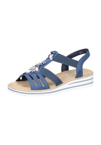 rieker - Sandaletten, Kunstleder, Keilabsatz, für Damen - JEANS / 14