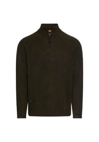 camel active - Leichter Pullover mit Stehkragen und Reißverschluss - Olivgrün