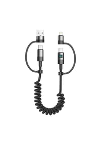 COFI - Xssive 4in1 dehnbares 1,5m Lade-und Datenkabel Lightning & USB-C - Schwarz OneSize