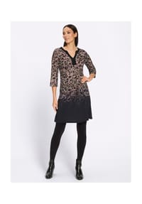 heine - Druck-Kleid - schwarz-khaki-bedruckt