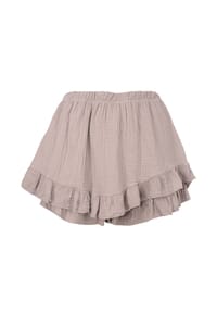 Seasons of April - Damen LORENA MUSSELIN Kurzer Hosen Rock aus Musselin mit Rüschen, 100% Baumwolle - Beige