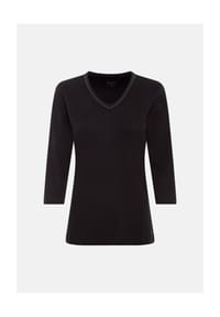 olsen - Basic-Shirt, reine Baumwolle, verzierter V-Ausschnitt, für Damen - 10000 WHITE