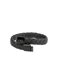 caї - Armband Lederarmband geflochten schwarz 21cm Edelstahl ohne Stein - schwarz