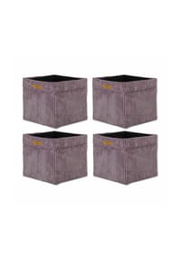 Lycce - Faltbare Aufbewahrungsbox, 4er Set - Cord, passend für Kallax Regal, abnehmbarer Bezug, robust, formstabil - Altrosa
