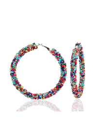 Steuer Modeschmuck - Creolen Metall Glasstein - mehrfarbig
