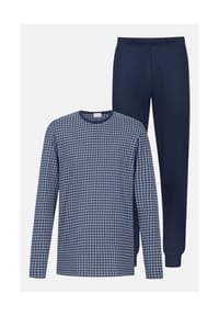mey - Schlafanzug Floral Grid, Baumwolle, für Herren - 1795 ALASKAN BLUE