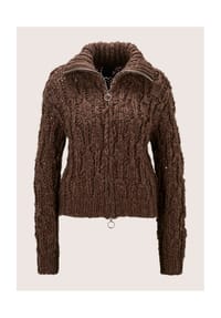 MADELEINE - Grobstrickjacke mit Stehkragen - braun