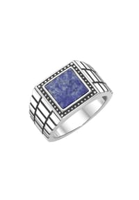 GIORGIO MARTELLO MILANO - Ring Siegelring mit blauer Lapis-Einlage, Silber 925 - blau