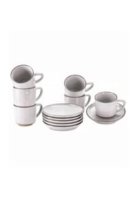 LOBERON - Tasse mit Untertasse 6er Set Biarré weiß serieGeschirr4 - weiß