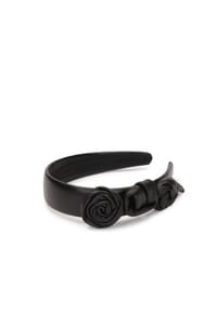 kazar - Schwarzes Lederstirnband mit Rosen - 
