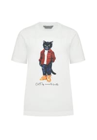 CAT by manii'ta lacitta - Weißes T-Shirt mit Katzenmotiv - weiß