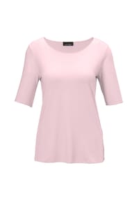 GOLDNER - Kurzgröße:  Halbarmshirt mit tonaler Zierkante - hellblau