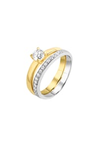 zeeme SILVER - Ring 925/- Sterling Silber 1 Zirkonia - gelb
