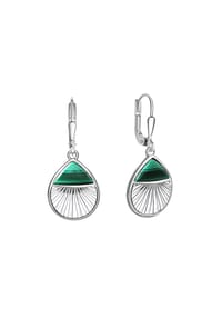 zeeme GEMSTONES - Ohrhänger 925/- Sterling Silber 2 Malachit - weiß