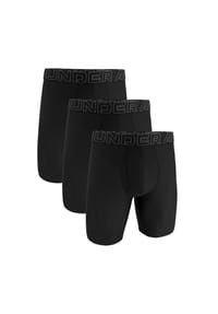 UNDER ARMOUR - Herren Lange Boxershorts, 3er Pack - Performance Tech Mesh Long Boxer - Solid 9", Stretch, einfarbig - Schwarz