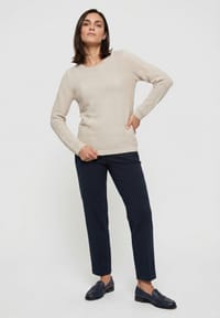 olsen - Pullover mit Strukturstrick - Almond Beige Melange