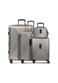 REDOLZ Essentials 14 - Essentials 14 4-Rollen Kofferset + Beautycase 4 tlg. mit Dehnfalte - aubergine metallic