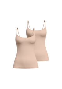 CALIDA - Damen Spaghetti-Top 2er Pack - Sleek Skin, Top, Silky Smooth, einfarbig - Nude