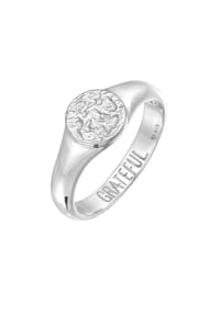 HAZE & GLORY - Ring Siegelring Rund - Grateful 925 Silber - Silber