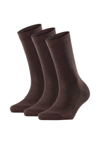 FALKE - Damen Socken - 3er Pack Family SO, Kurzsocken, einfarbig - Dunkelbraun