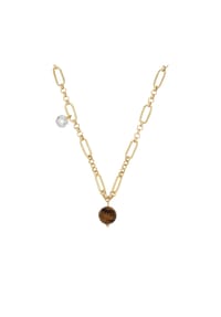NOELANI - Kette mit Anhänger für Damen, Edelstahl, Tigerauge, Zirkonia synth. - Gold