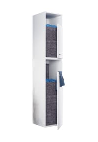 VCM. - Holz Wäscheschrank | Wäschetruhe | Wäschekorb | Maße ca. H. 184 x B. 35 x T. 39 cm - Dreso XXL2f - Weiß