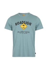ROADSIGN® australia - Herren T-Shirt Raute mit Logo-Aufdruck und Rundhalsausschnitt, 100 % Baumwolle - anthra