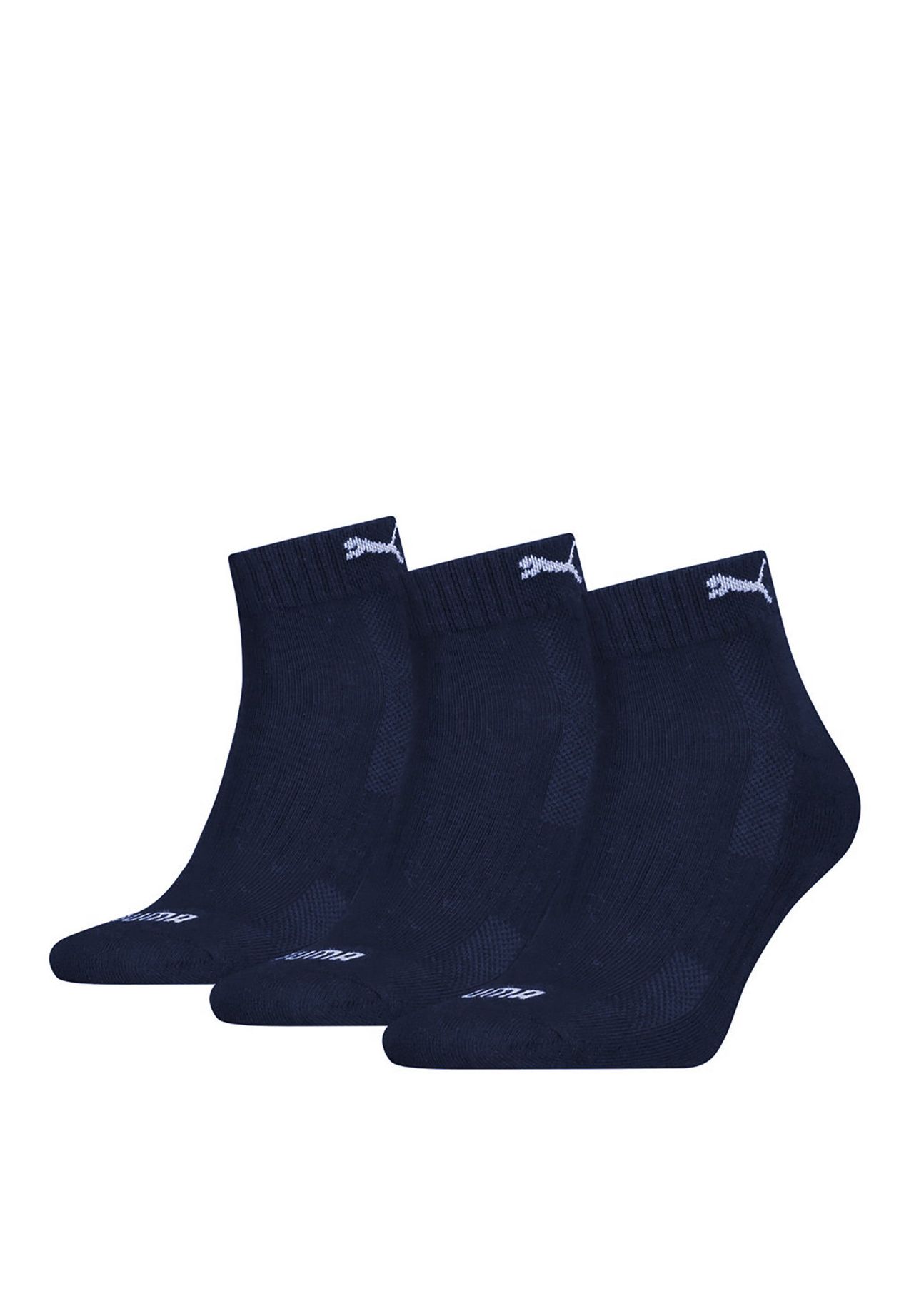 PUMA Unisex Quarter Socken 3er Pack Cushioned Frottee Sohle Logo einfarbig GALERIA