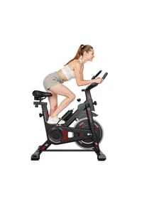 HOME FITNESS CODE - Heimtrainer Indoor Cycle, LCD-Monitor, verstellbarer Sitz, leiser Riemenantrieb, 10 kg Schwungrad - 