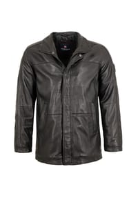redpoint - Herren Lederjacke Longjacke Lammnappa schwarz - schwarz