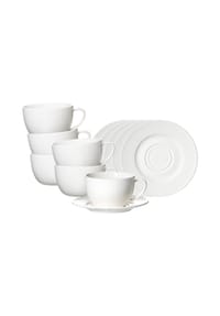 Ritzenhoff & Breker Cappuccinotassen mit Untertassen Saphir 320 ml 6er Set weiß - SAPHIR - weiß
