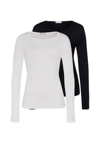 HANRO - Unterhemd / Shirt Langarm 2er Pack Ultralight - Schwarz