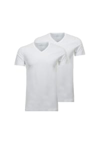 RAGMAN - T-Shirt, 2er-Pack, V-Ausschnitt, für Herren - WEISS