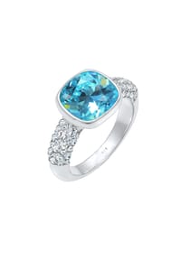 elli. PREMIUM - Ring Aquamarin 925Er Silber, Mit Kristallen Von Swarovski® - Silber
