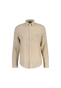 GANT - Herren Hemd - Regular Cotton Linen Shirt, Leinen-Baumwoll-Mix, einfarbig - Beige