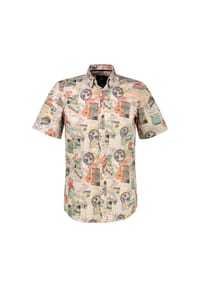 LERROS - Flexibles Kurzarmhemd mit modischem Allover-Print - GRAVEL BEIGE