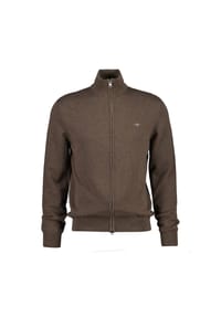 GANT - Herren Strickjacke - CASUAL COTTON ZIP CARDIGAN, Stehkragen, Baumwolle - Beige Melange